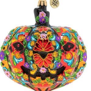 Christopher Radko Dia De Los Muertos Pumpkin Christmas Ornament